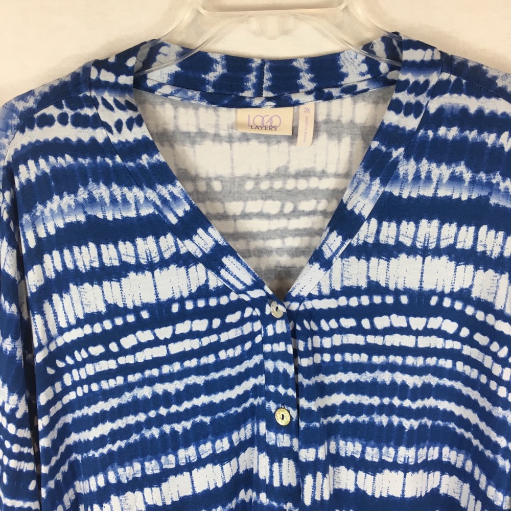 LOGO Lori Goldstein Blue Tie Dye Tunic Top Size 2X FINAL PRICE - Picture 3 of 7